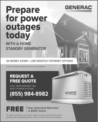 Prepare for Power Outages with a Generac Home Standby Generator