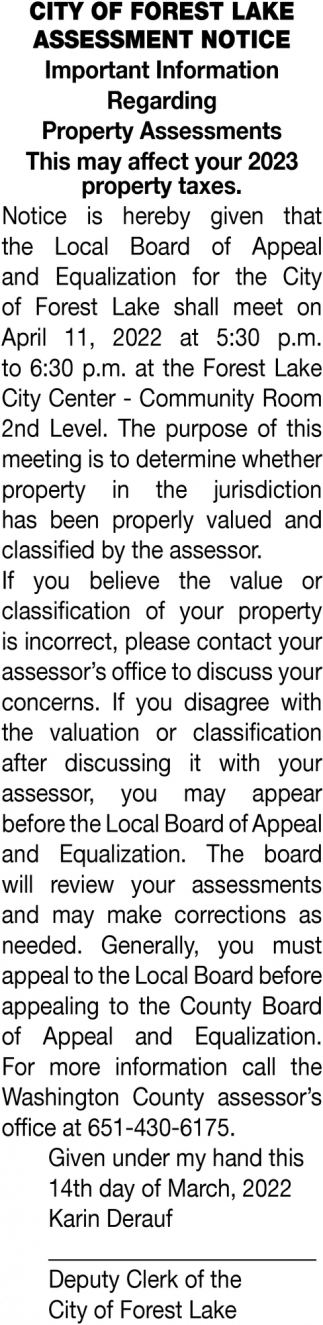Important Information Regarding Property Assessments