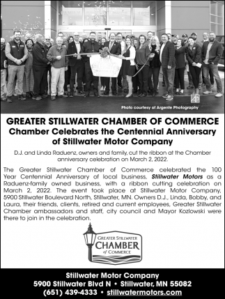 Chamber Celebrates The Centennial Anniversary Of Stillwater Motor Company