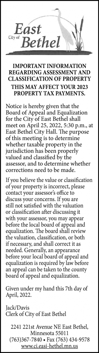 Important Information Regardind Assessment And Classification Of Property