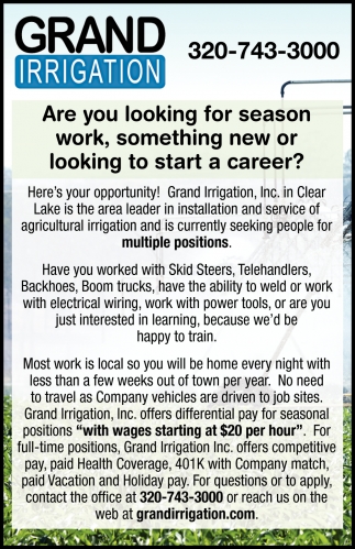 Are You Looking For Season Work, Something New Or Looking To Start A Carrer?