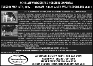 Schillview Registered Holstein Dispersal