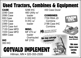 Used Tractors, Combines & Equipment