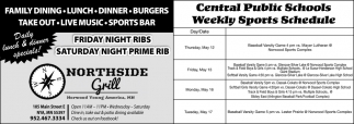 Central Public Schools Weekly Sports Schedule 