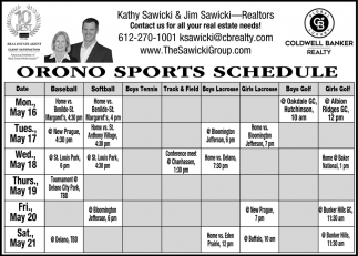 Orono Sports Schedule