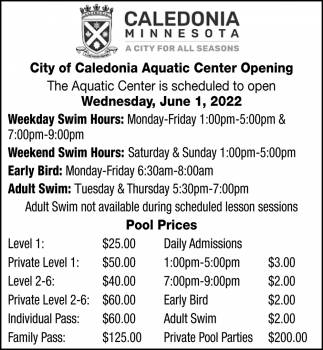 City of Caledonia Aquatic Center Opening