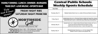 Central Public Schools Weekly Sports Schedule 
