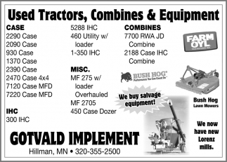 Used Tractors, Combines & Equipment