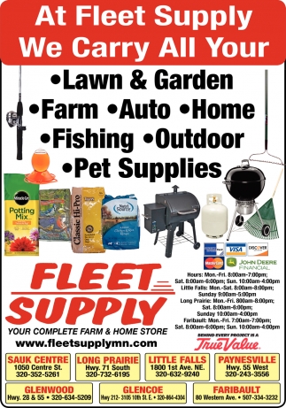 At Fleet Supply We Carry All Your Lawn & Garden