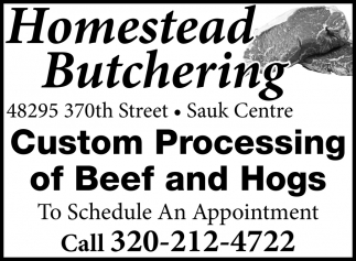 Custom Processing Of Beef And Hogs