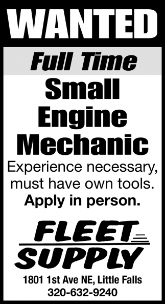 Small Engine Mechanic Job