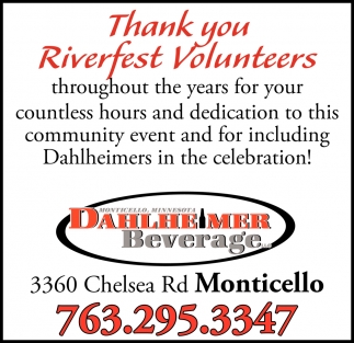Thank You Riverfest Volunteers