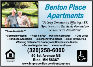 A Cozy Community Offering 1 BR Apartments To Residents 62+ And For Persons With Disabilities