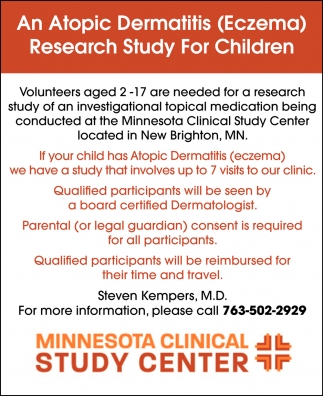 An Atopic Dermatitis (Eczema) Research Study for Children