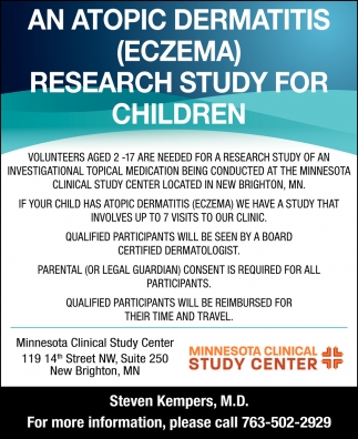 An Atopic Dermatitis (Eczema) Research Study For Children
