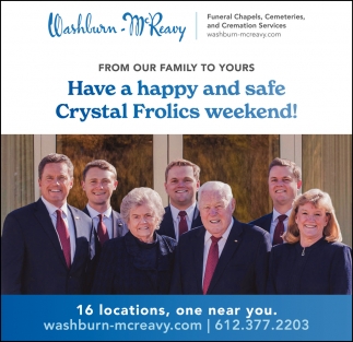 Have A Happy And Safe Crystal Frolics Weekend!