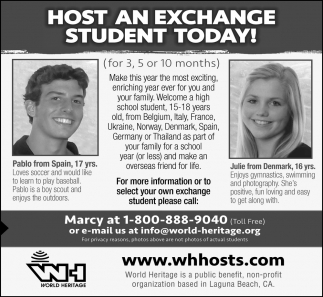 Host An Exchange Student Today!