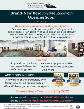 Brand-New Resort-Style Recovery Opening Soon!