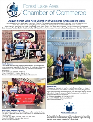 August Forest Lake Area Chamber Of Commerce Ambassadors Visits