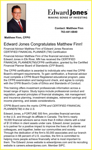 Edwar Jones Congratulates Matthew Finn!