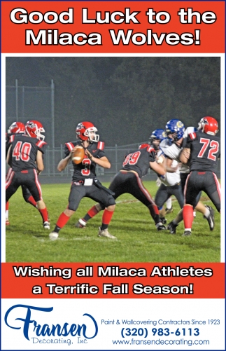 Good Luck To The Milaca Wolves