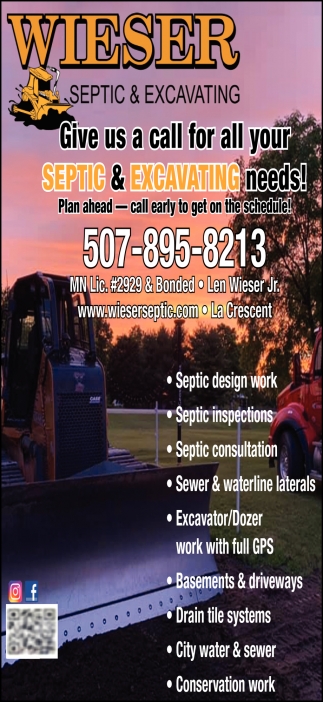 Give Us A Call For All Your Septic & Excavating Needs!