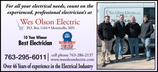 10 Year Winner Best Electrician