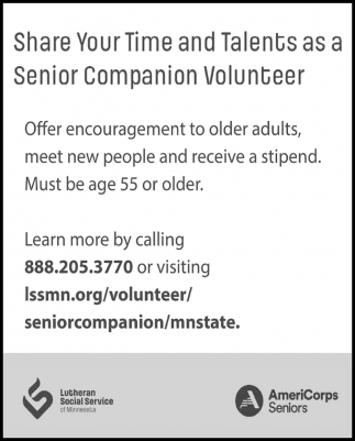 Share Your Time And Talents As A Senior Companion Volunteer