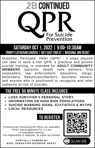 2B Continued QPR For Suicide Prevention