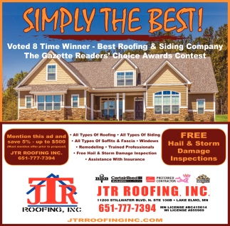 Voted 8 Time Winner - Best Roofing & Siding Company