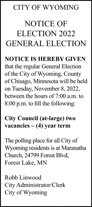 Notice Of Election 2022 General Election