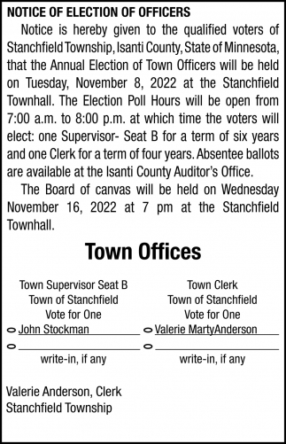Notice Of Election Of Officers