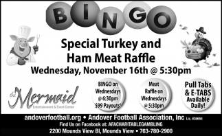 Bingo On Wednesdays At 6:30pm