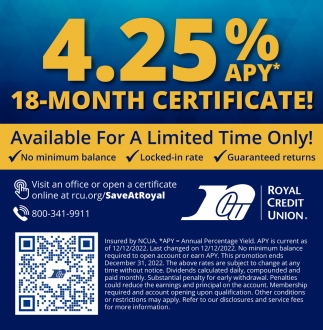 4.25 % 18-Month Certificate!