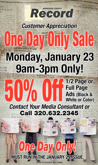 One Day Only Sale