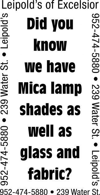 Did You Know We Have Mica Lamp Shades As Well As Glass