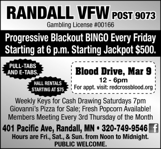 Progressive Blackout Bingo Every Friday