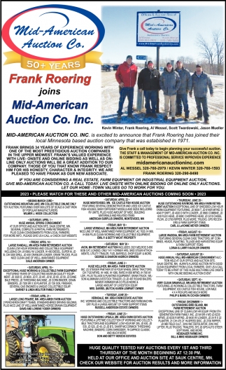 Frank Roering Joins Mid-American Auction Co.