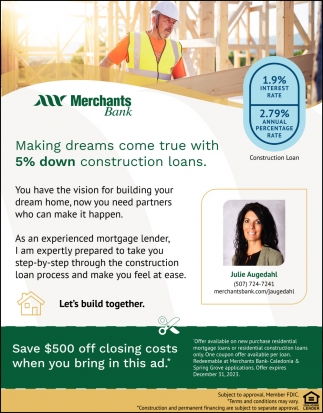 Making Dreams Come True With 5% Down Construction Loans