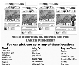 Need Additional Copies Of The Laker Pioneer