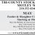 May - Feeder & Slaughter Cattle Sales: Starting at 10am