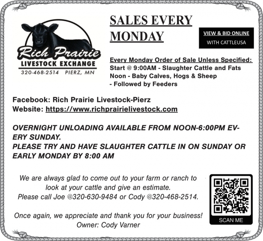 Rich Prairie Livestock Exchange, Inc