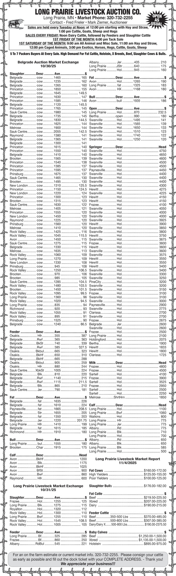Long Prairie Livestock Auction Co.