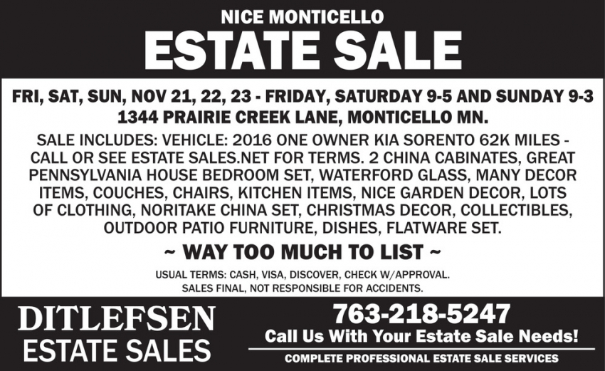 Ditlefsen Estate Sales