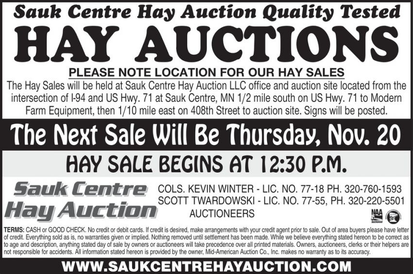 Sauk Centre Hay Auction