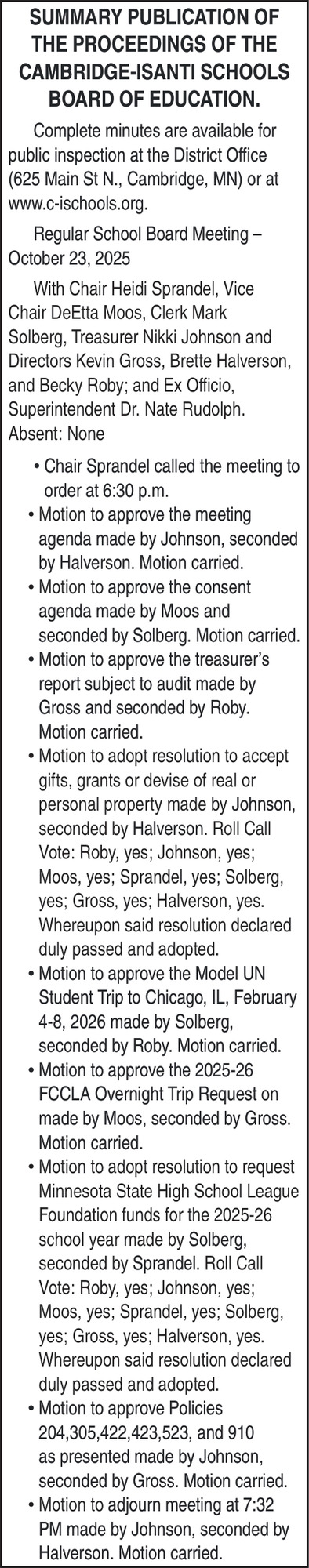 Cambridge-Isanti Schools