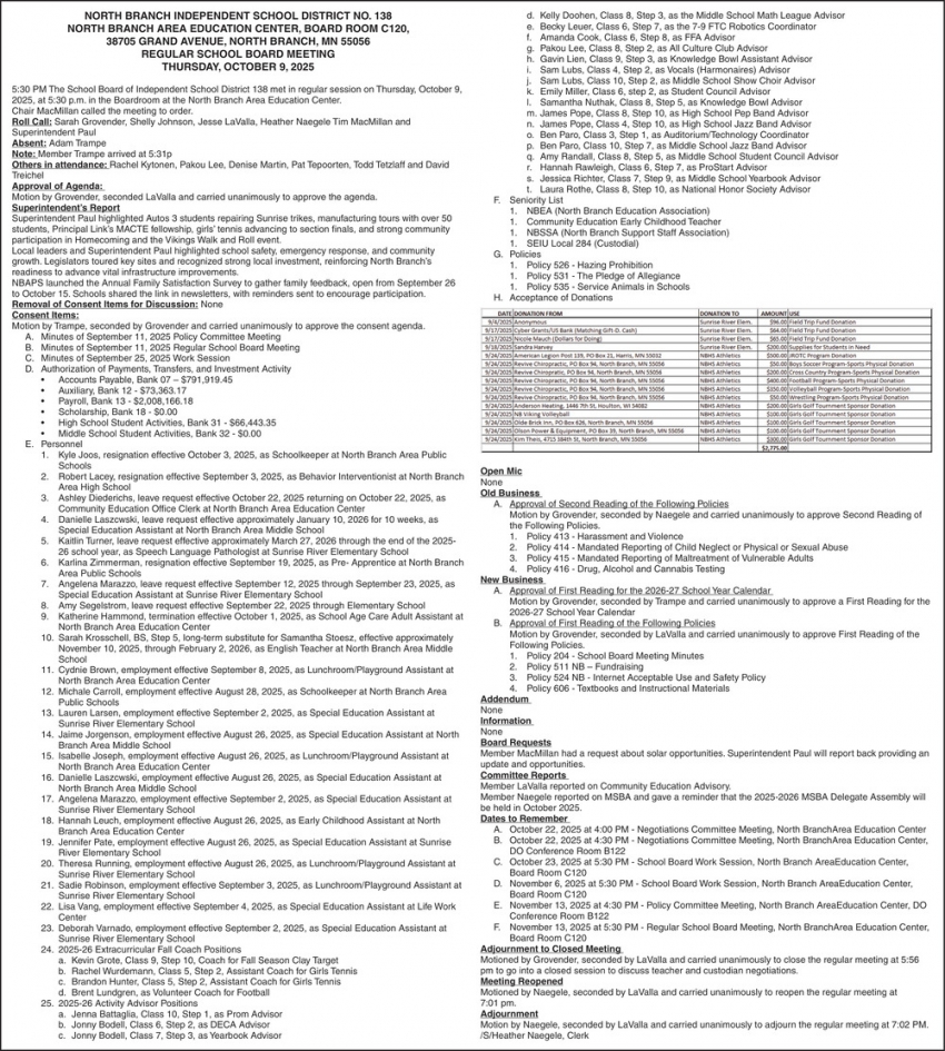 North Branch Independent School District No.138