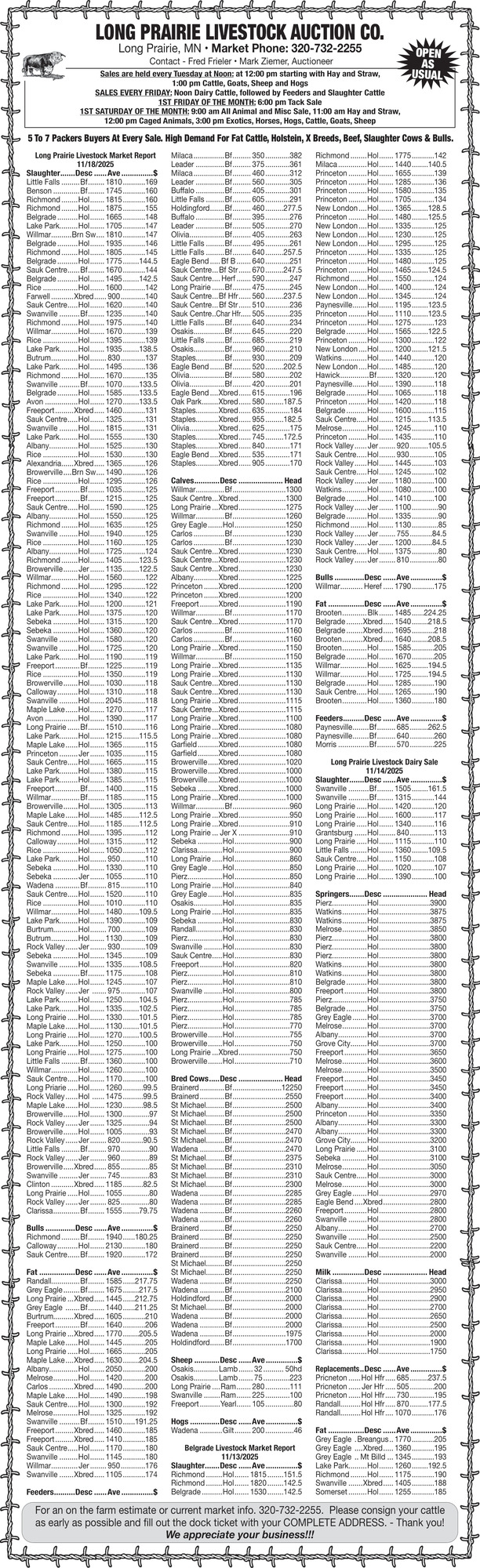 Long Prairie Livestock Auction Co.