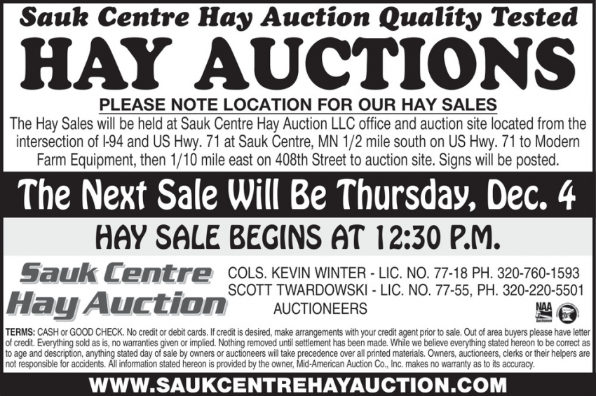 Sauk Centre Hay Auction