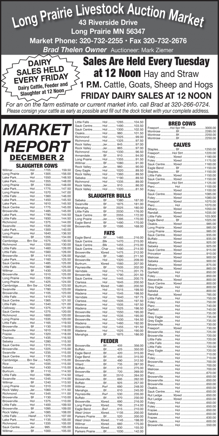 Long Prairie Livestock Auction Market 